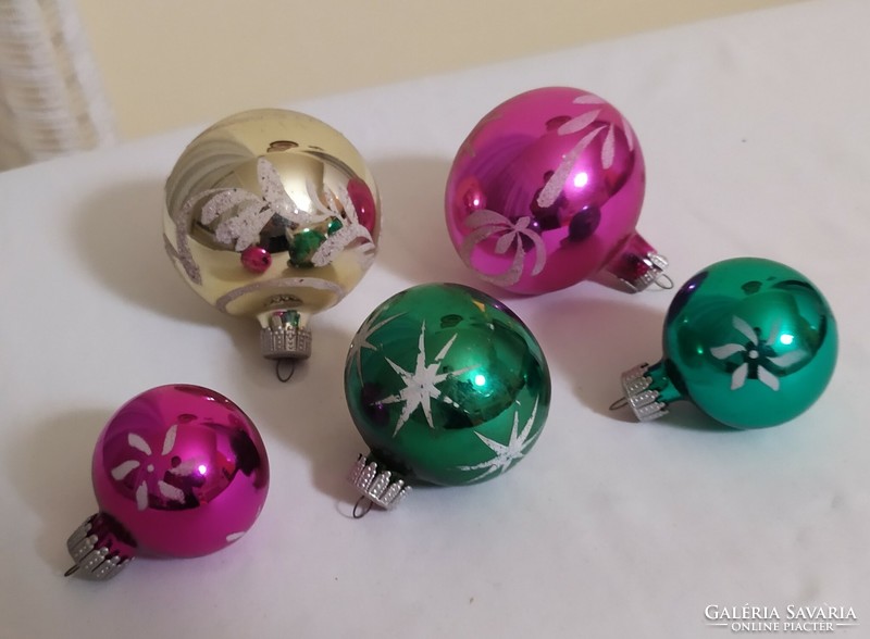 Retro festett üveg karácsonyfadísz gömbök eladók! 5 db-os