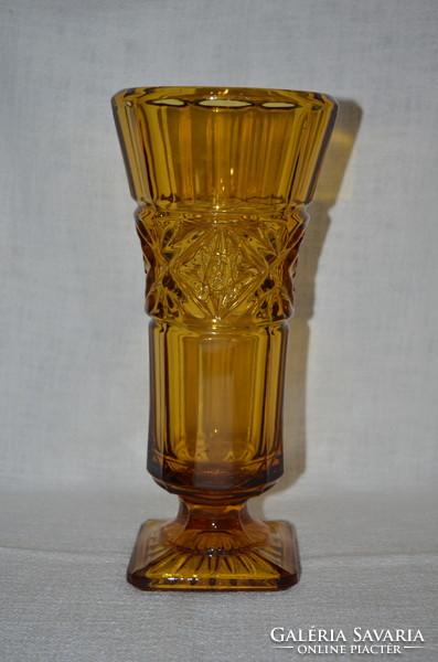 Amber-colored thick-walled glass vase
