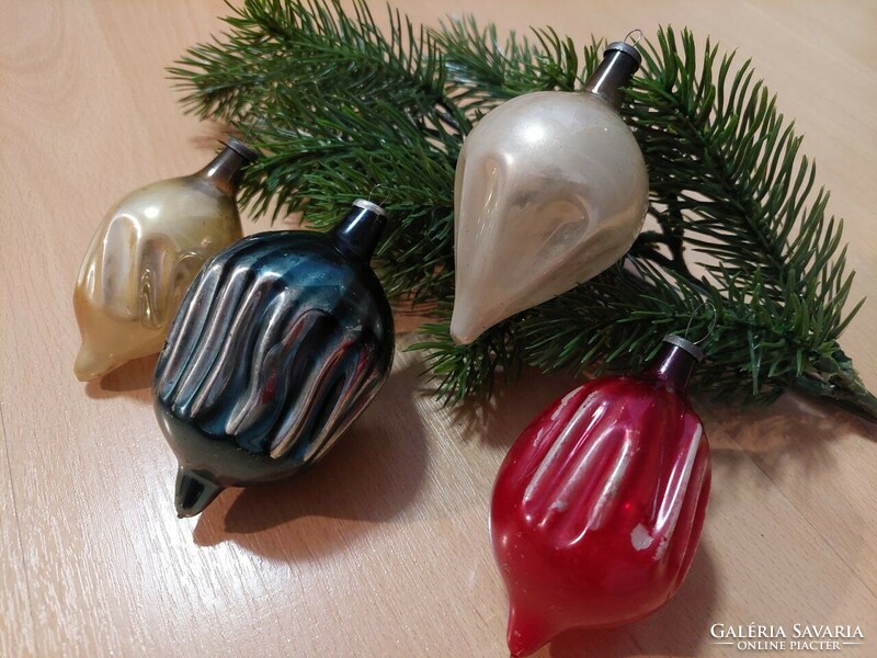 4 Pcs retro glass pine ornaments Christmas decoration