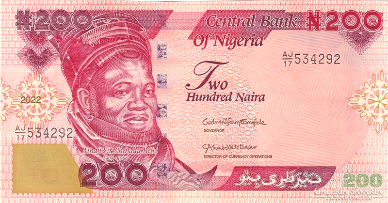 Nigéria 200 niara 2022 UNC