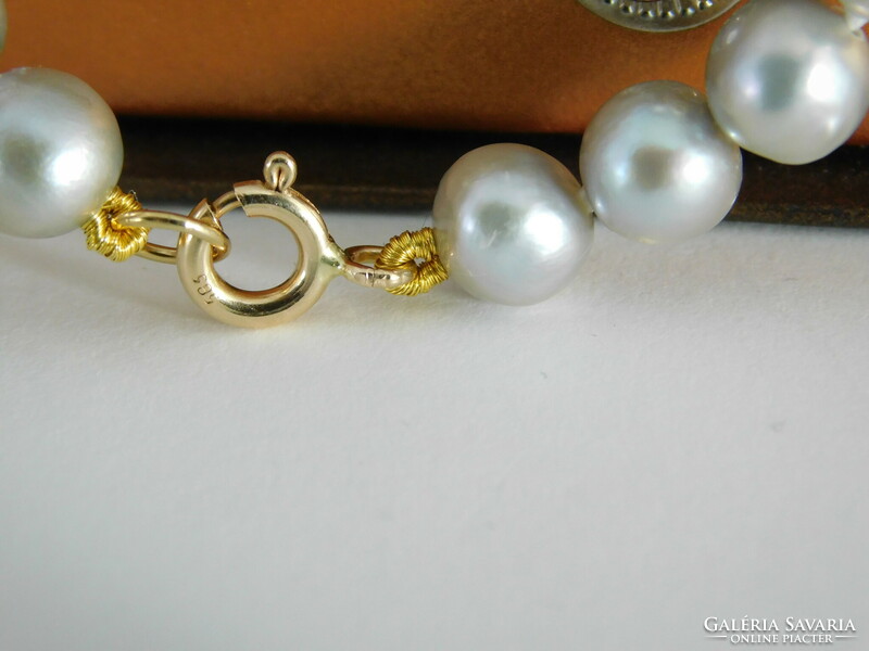 Pearl necklace and bracelet jewelry set 14k gold