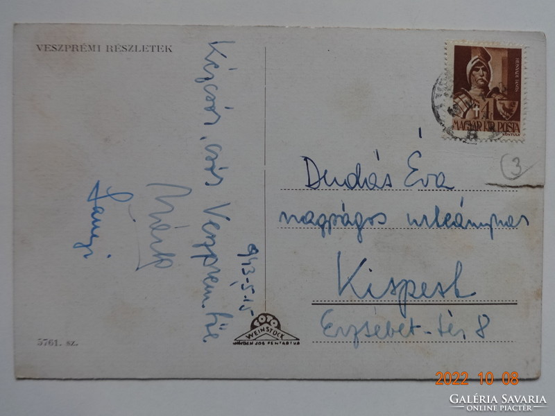 Old Weinstock postcard: veszprém, details - 1943