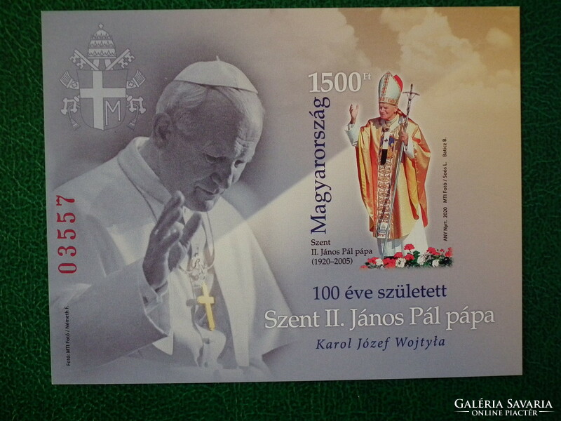 2020. Saint born 100 years ago ii. Pope János Pál - block set ** / HUF 24,500/