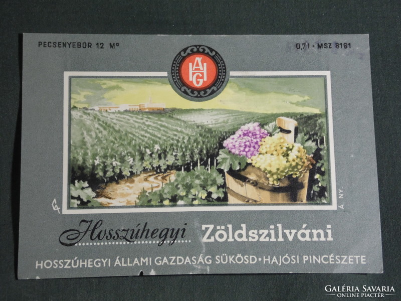 Wine label, Šükösd boat winery, Longhegy Zlódssilvan table wine