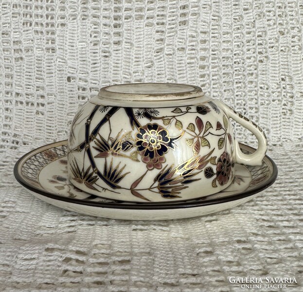 Zsolnay tea cup set with bamboo pattern