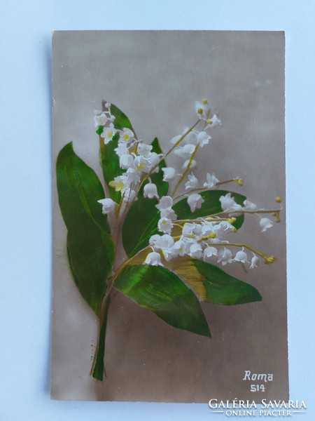 Old postcard postcard with lilies of the valley