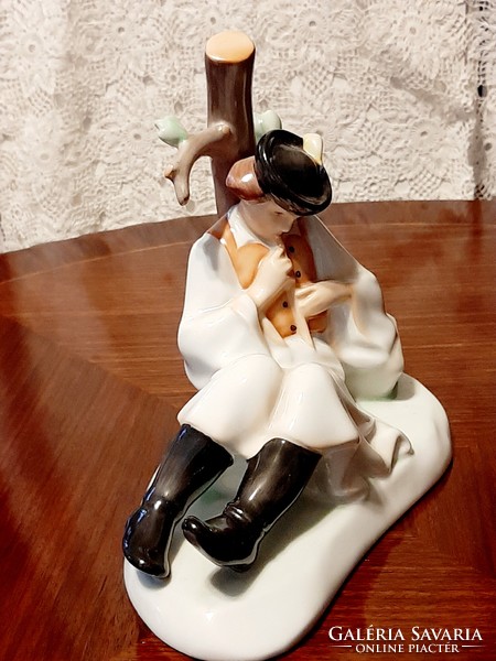 Zsolnay porcelain the shepherd playing the flute / Katalin Ménes /