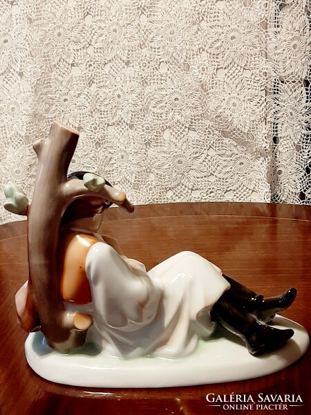 Zsolnay porcelain the shepherd playing the flute / Katalin Ménes /