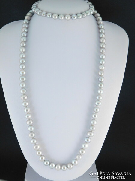Pearl necklace and bracelet jewelry set 14k gold