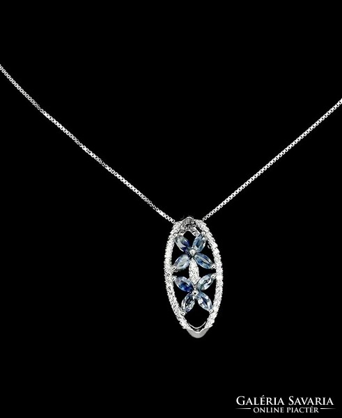 925 sterling silver pendant with blue sapphires