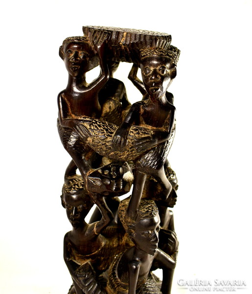 South African sculptor: native children - ebony sculpture group