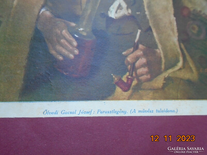 Ölvedi Gacsal József PARASZTLEGÉNY festmény nyomat ,Franklin nyomda archivuma