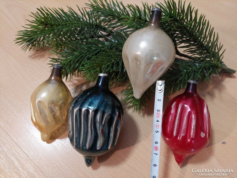 4 Pcs retro glass pine ornaments Christmas decoration