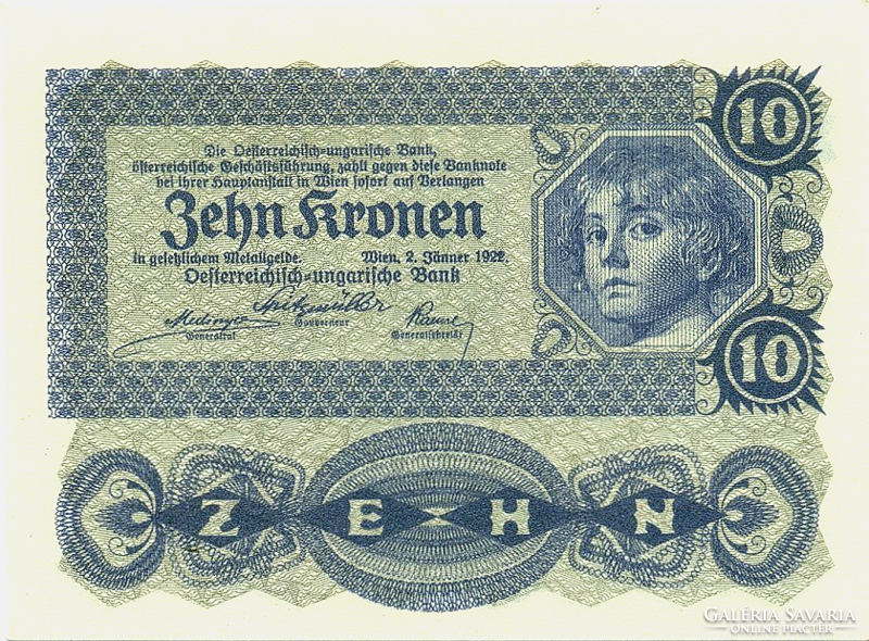 Ausztria 10 korona 1922 UNC
