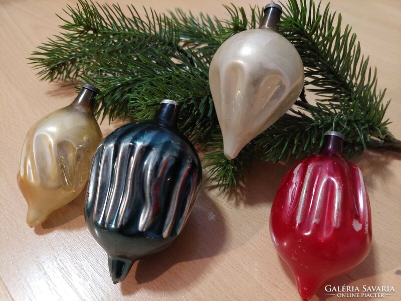 4db retro üveg fenyődísz karácsonyi dekoráció