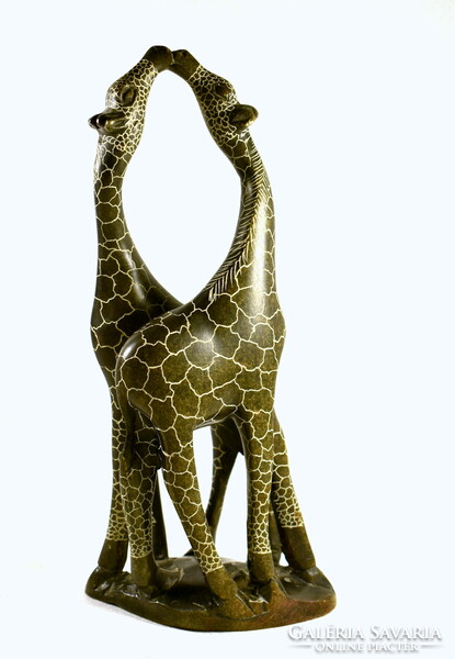Giraffe couple! A real carved stone statue!