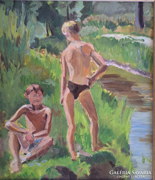 Róbert Berény: boys on the bank of the stream