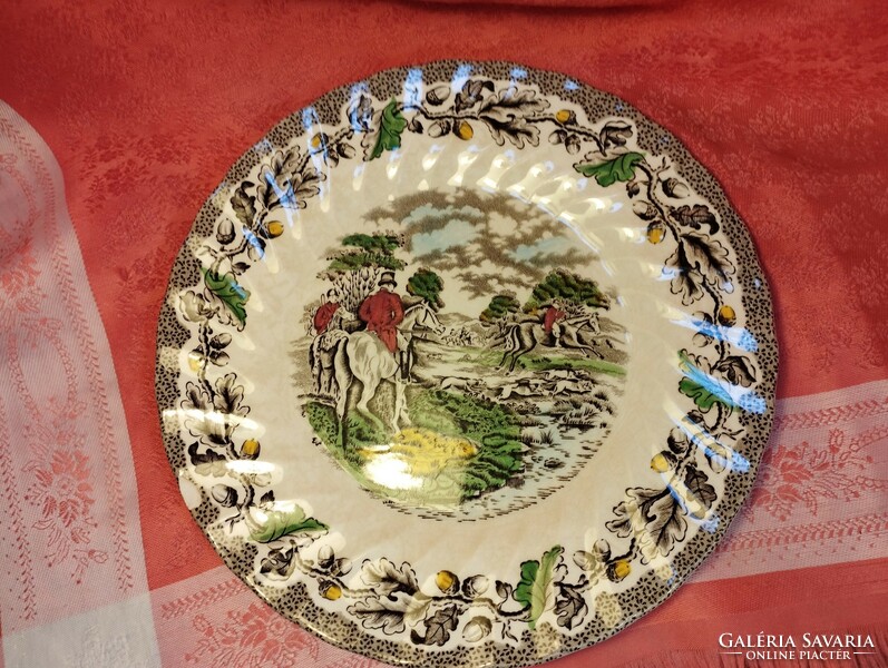 Vadász jelenetes angol porcelán süteményes tányér