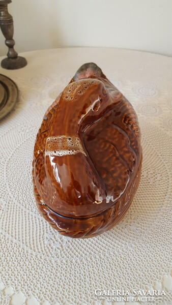 Large goose-shaped ceramic baking dish