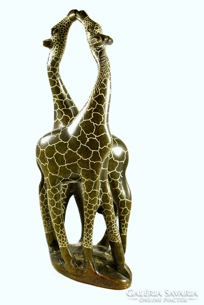 Giraffe couple! A real carved stone statue!