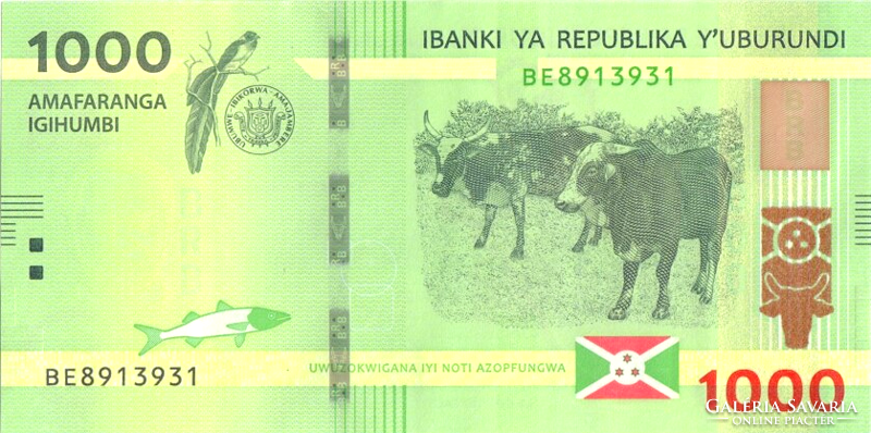 Burundi 1000 francs / amafranga 2021 unc