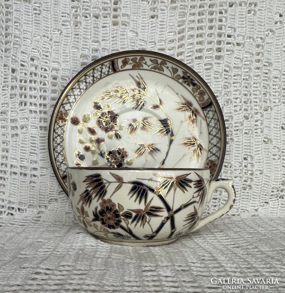 Zsolnay tea cup set with bamboo pattern