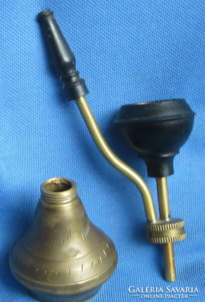Older oriental pipe, copper body, vinyl assembly, 15 cm.