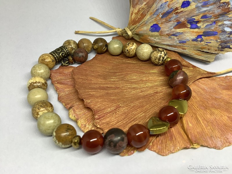 Paired with autumn colors, unique unisex mineral bracelets