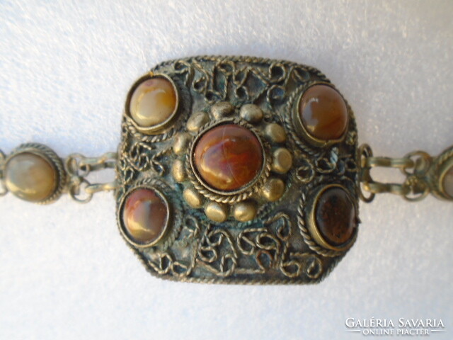 Extra special antique women's bracelet made of semi-precious stones and precious stones, very wide and wonderful