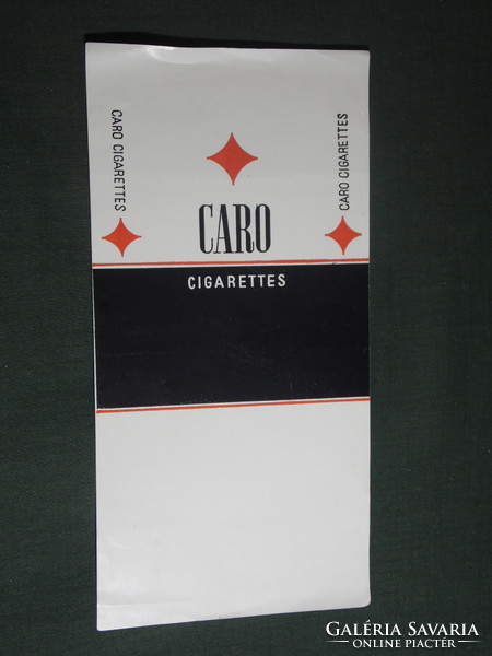 Tobacco cigarette label, caro cigarette, Hungarian tobacco factory