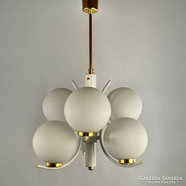 Szarvasi Sputnik chandelier - sphere with bulbs - space age - white, gold