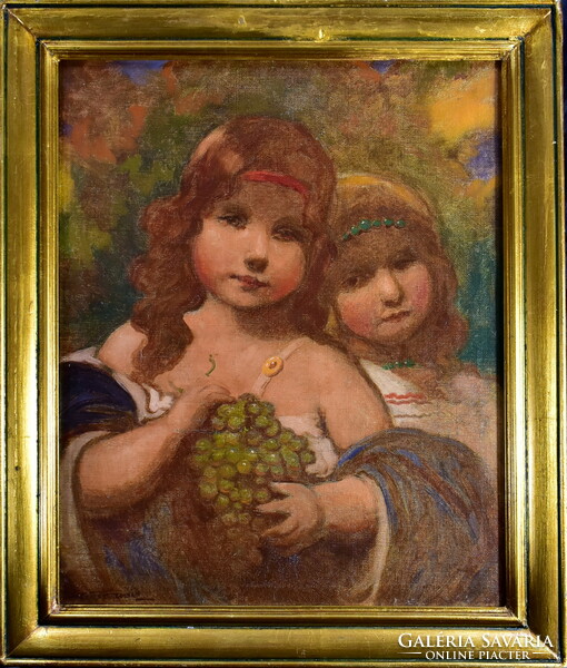 Zoltán Veress (1868-1935) girls with grapes