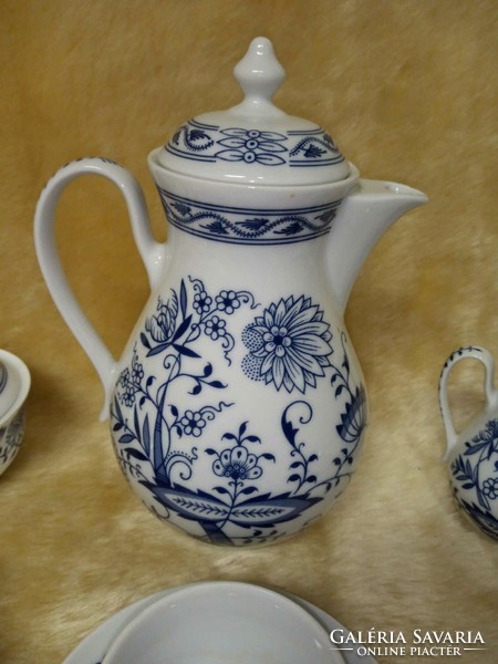 Bohémia Henriette kék mintás kávés készlet vitrin állapotban eladó