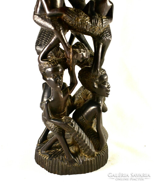 South African sculptor: native children - ebony sculpture group