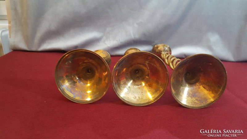 Set of 3 brass candle holders