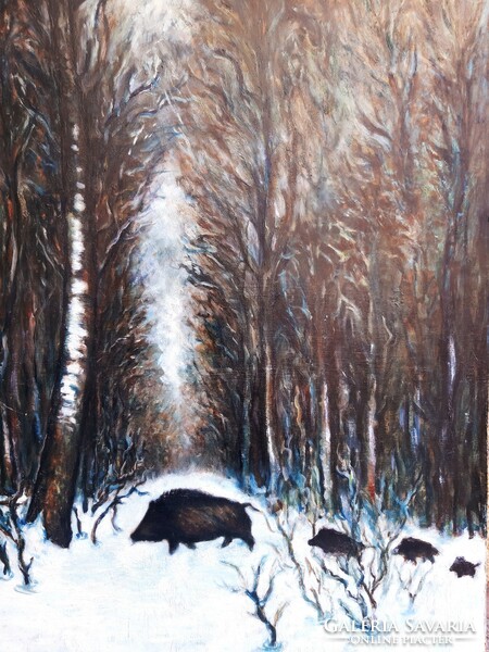 Wild boar konda / hunting painting