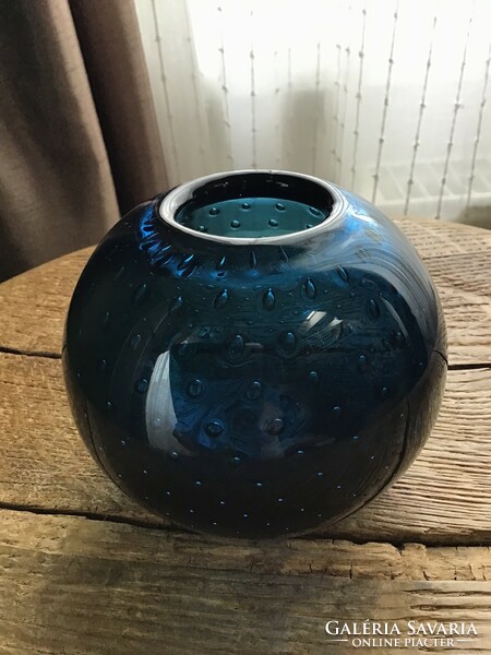 Régi kézműves buborékos üveg váza