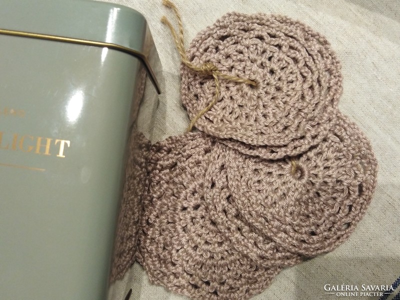Crochet coasters - vintage style / beige color - 6 pcs.