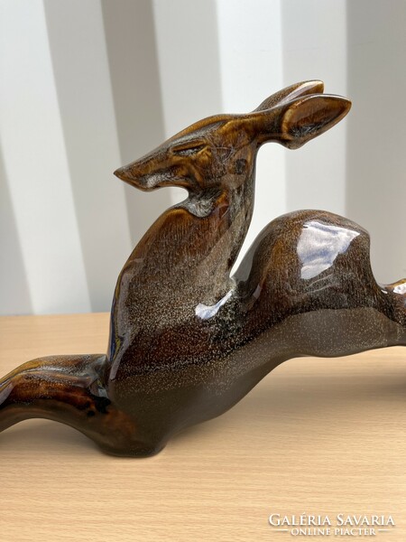 Painted - glazed ceramic deer statue unique a56