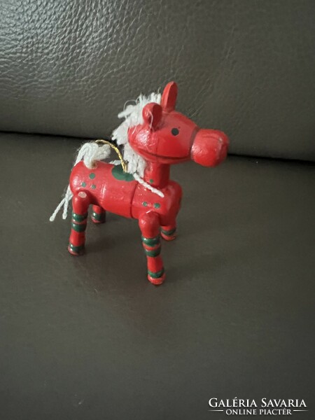 Red wooden horse Christmas tree decoration