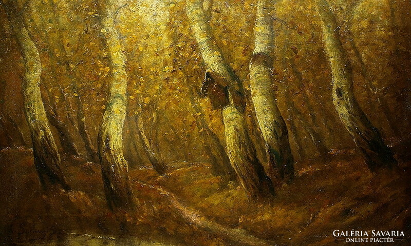 Albert Ferenc?: Erdőbelső,festmény méret 60 x 80 cm,olaj-vászon