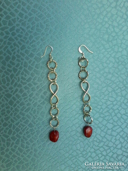 Long earrings with coral pearls