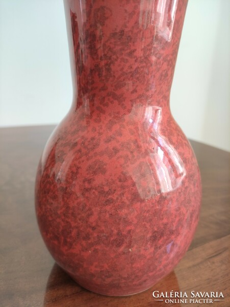 Gyönyörű halvány barna márványos lazac rózsaszín zsűrizett iparművészeti kerámia váza