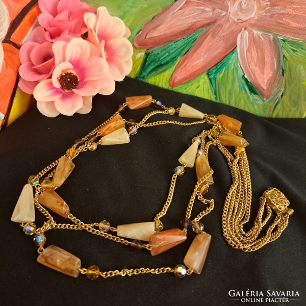Antique gold-plated 3-row bijou necklaces