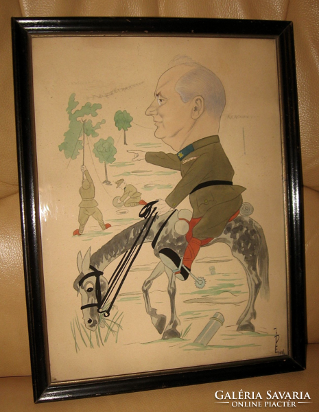Caricature of Lieutenant Dr. Csányi-vékes Antal 1936 caricature
