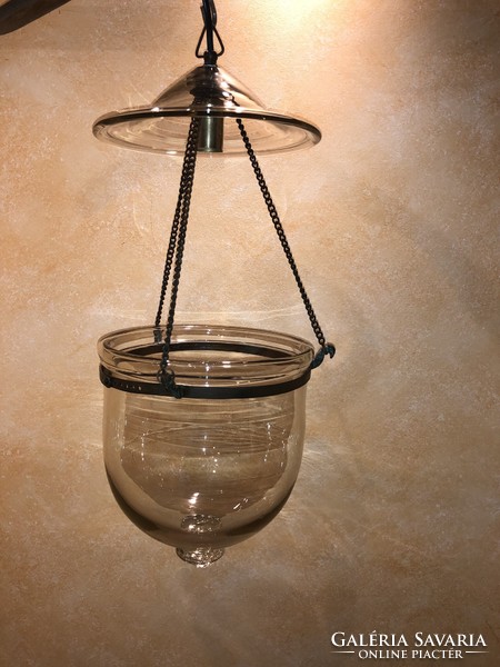 Unique antique Belgian glass bell lantern from the early 1900s