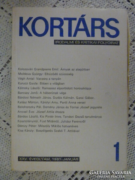 Kortárs - irodalmi és kritikai folyóirat - 1981