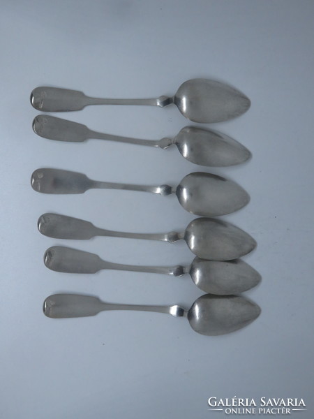 6 antique silver Viennese spoons of 13 laths, 1860
