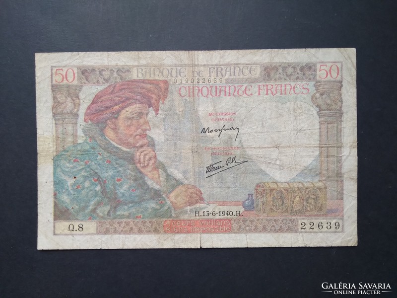France 50 francs 1940 vg+