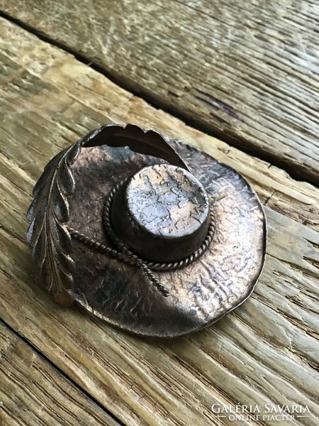 Antique large copper hat brooch